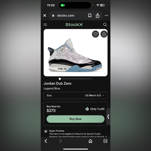 Jordan Dub Zero Legend Blue Sneakers with Black Accents - Picture 10 of 10